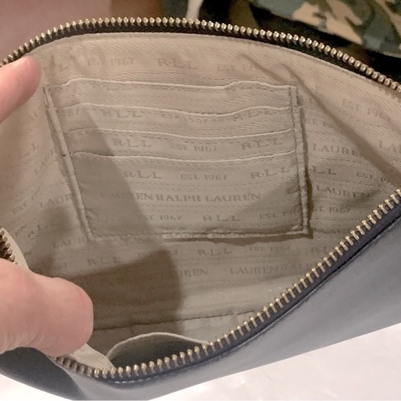 Lauren Ralph Lauren Leather Large Millbrook Wristlet Blue 10” x 7” - Picture 9 of 16